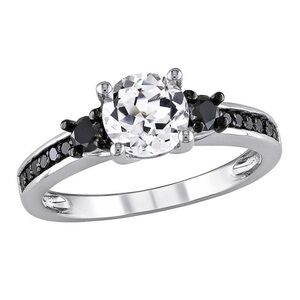 Elegant Black and Sterling Silver Women's Ring